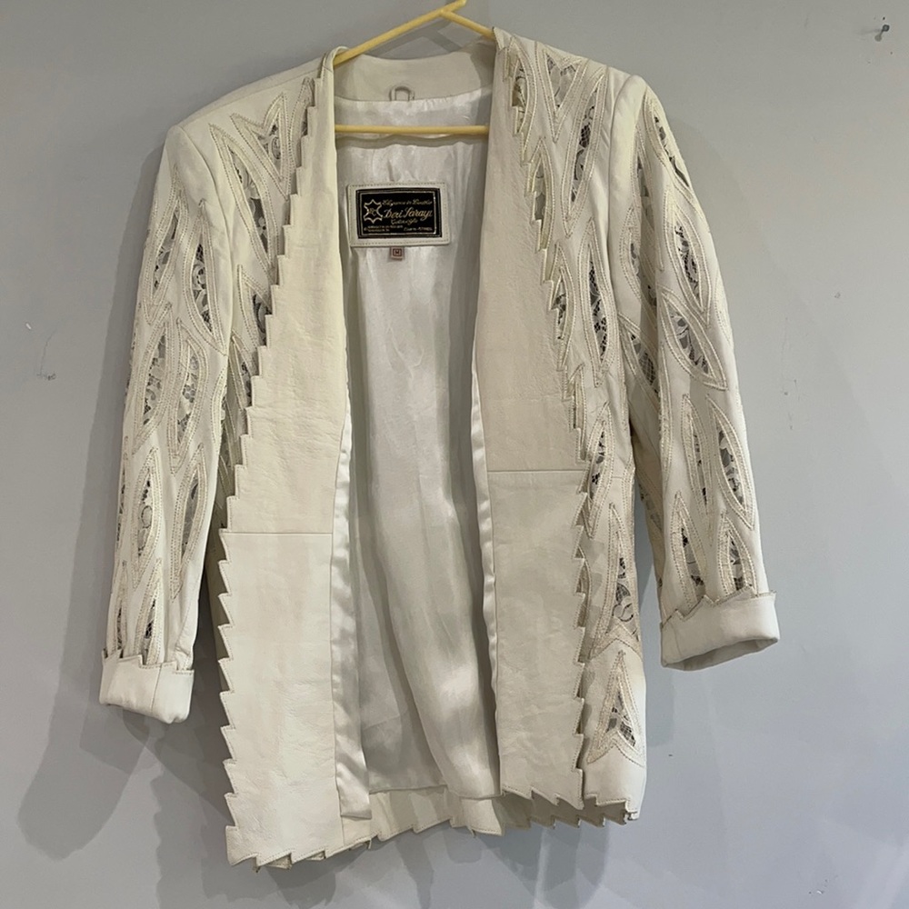 Super cool white leather jacket